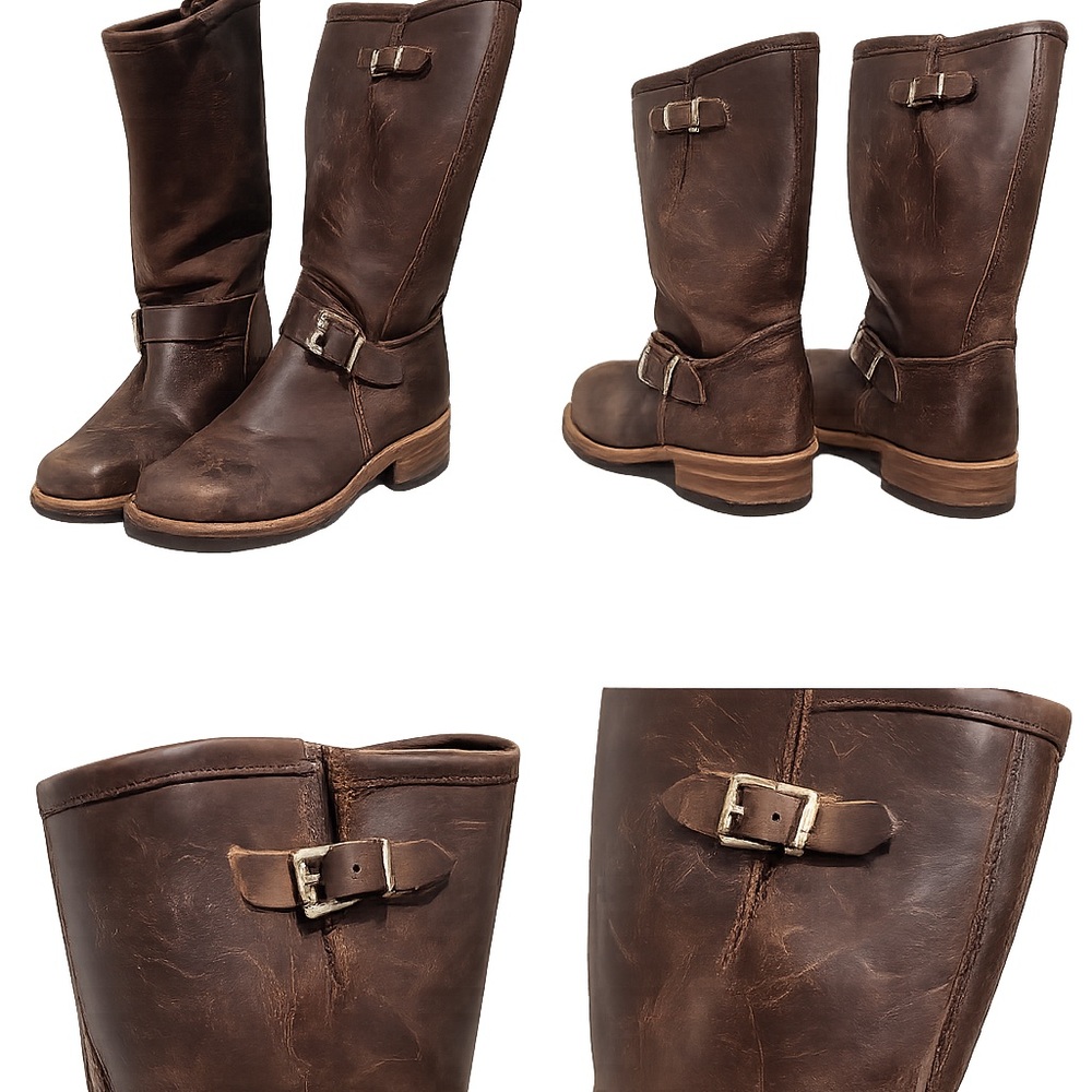 Classic Brown Leather Combat Boots